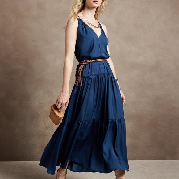 Banana Republic Dresses & Skirts - Banana Republic Strappy Maxi Dress Blue Ocean Small New NWT